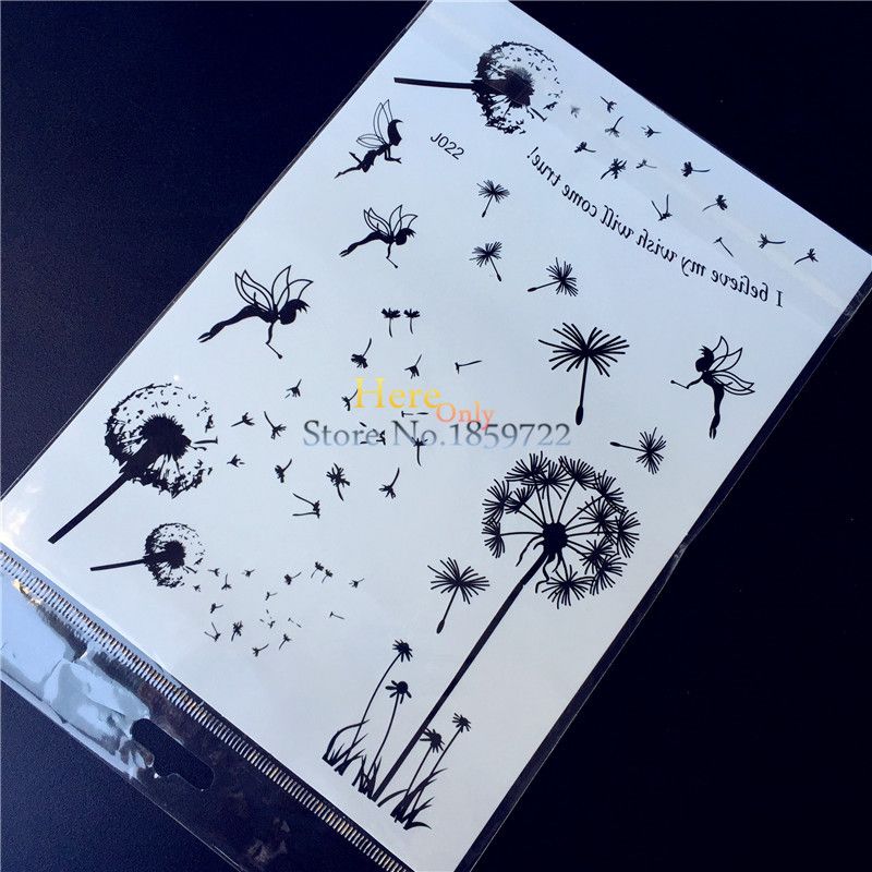 Acheter 25 Style Populaire étanche Noir Tatouage Au Henné Faux Fleur De Pissenlit Fée Tatoo Femmes Body Art Tatouage Temporaire Autocollants Hbj022 De