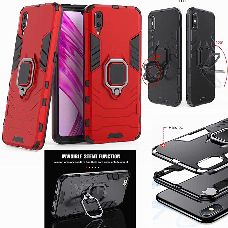 Metal Ring Armor Case For IPhone XR X XS Max Phone Case Full
