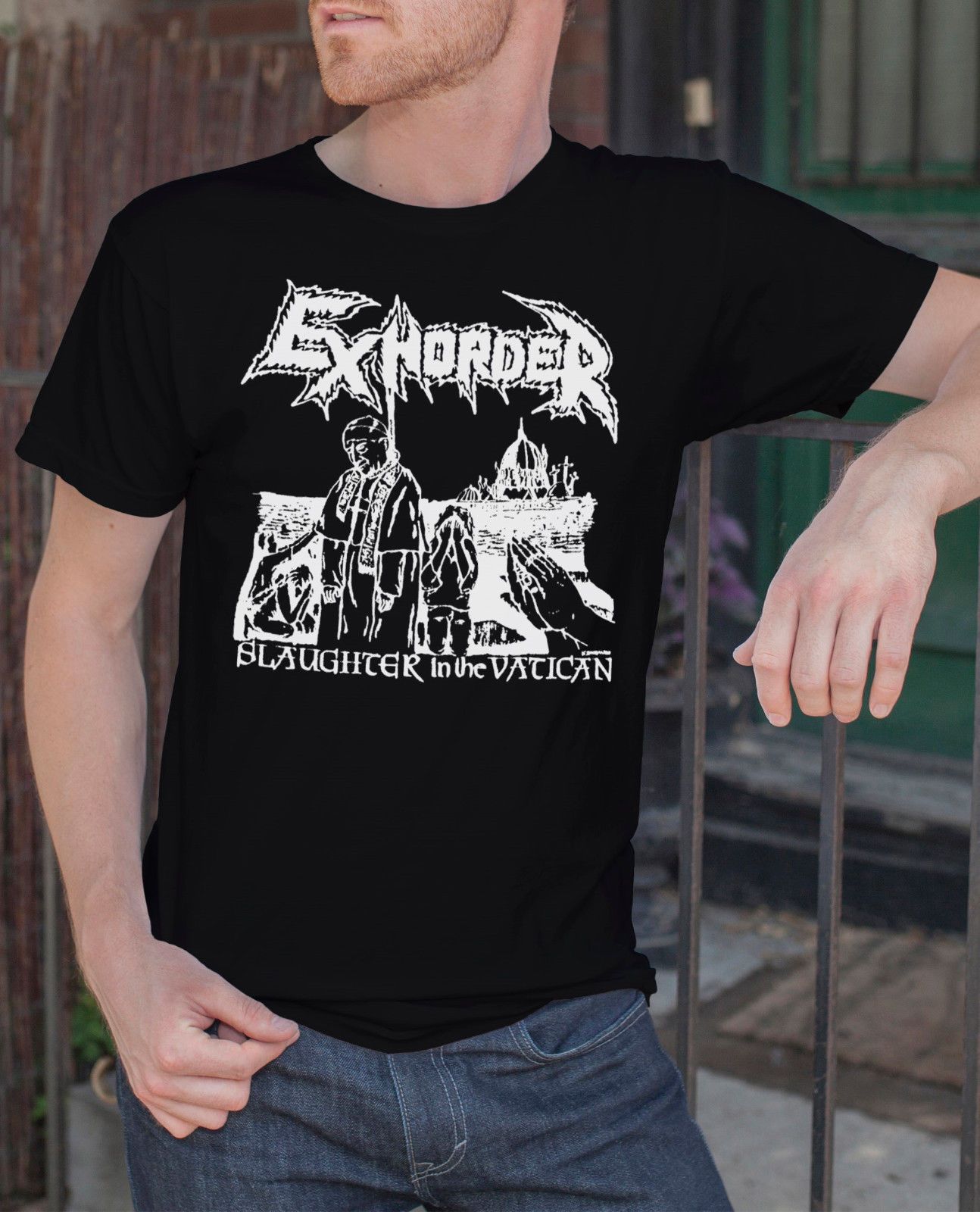 Leqemao Exhorder Men Black T Shirt 