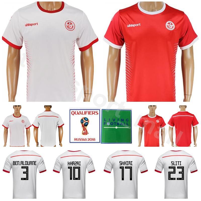 2020 World Cup 2018 Tunisia Jersey Men Soccer 10 Wahbi Khazri 23 Naim Sliti Football Shirt Kits 
