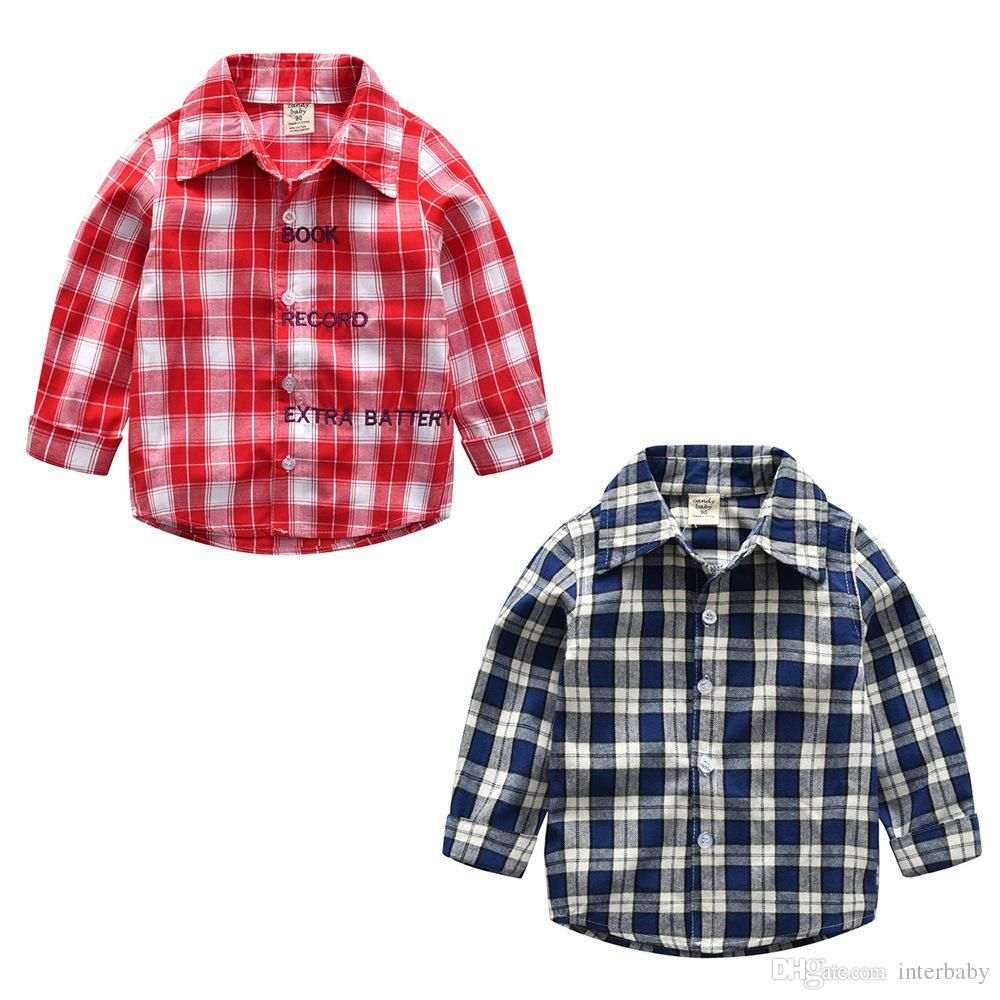 Newborn Baby Shirts Boys Girls Long Sleeve Button Down Red Plaid Flannel Shirt Clothes