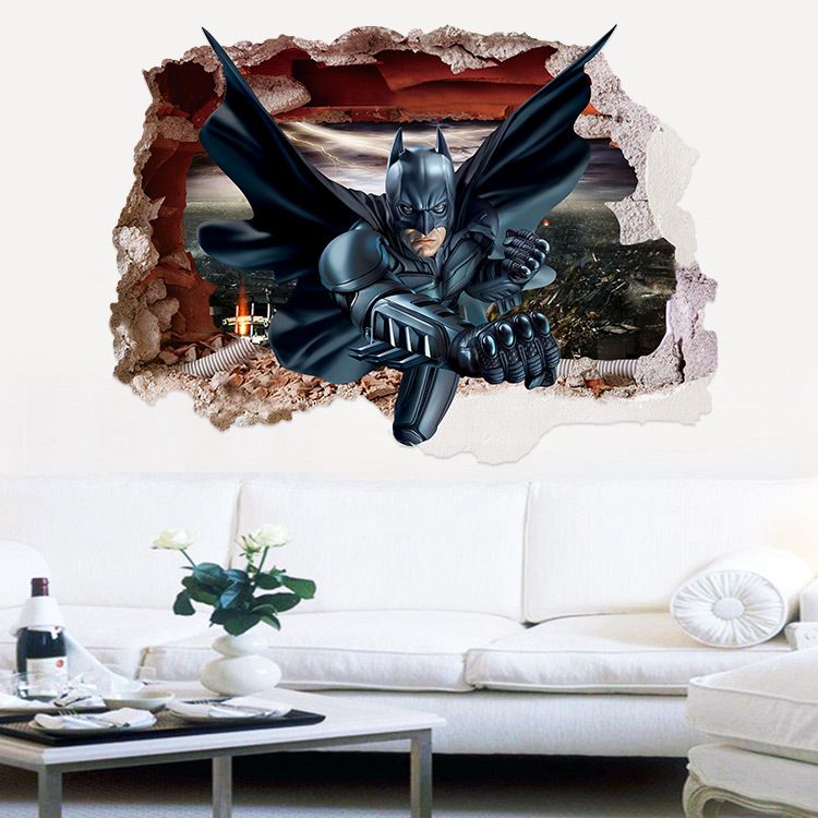 Stylish Personality Batman Pvc Wall Stickers 3d Living Room Bedroom Childrens Room Batman Popular Wall Stickers Decorative Painting Wall Decor For