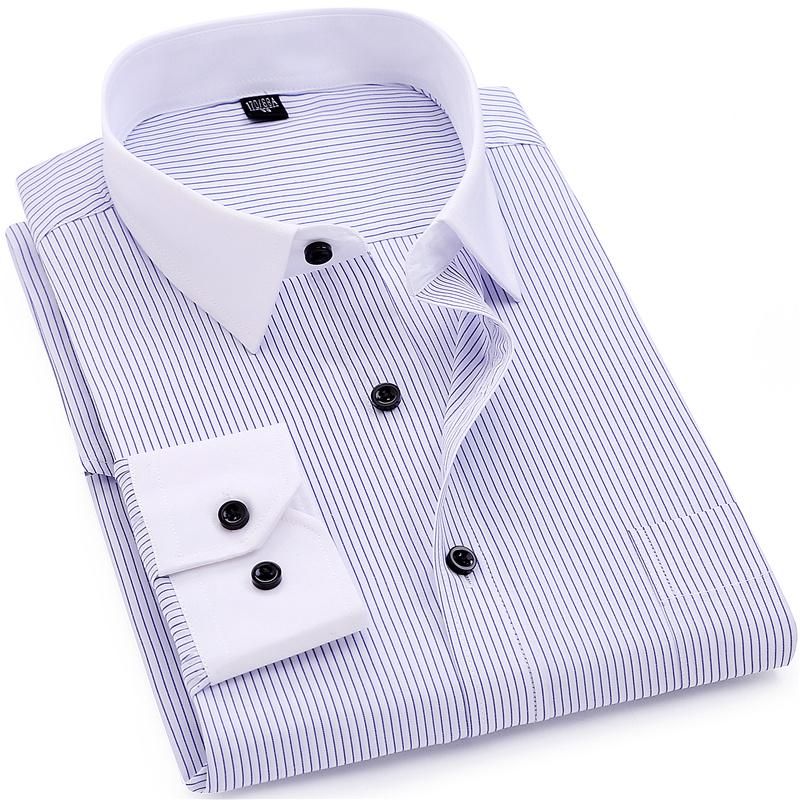 camicia a righe con colletto bianco
