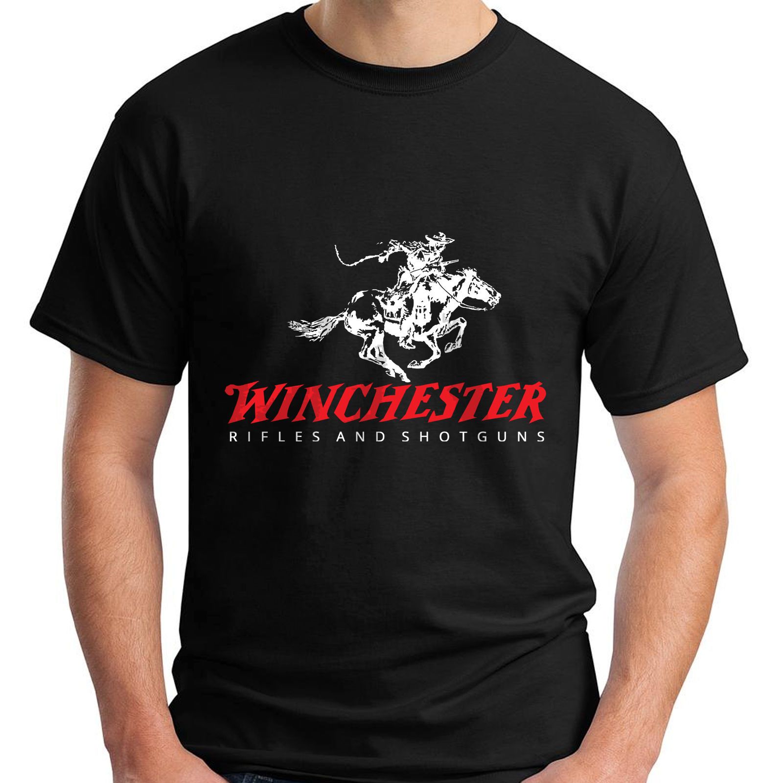 2018 Fashion New Winchester Rifle And Shotguns Logo Mens Black T Shirt