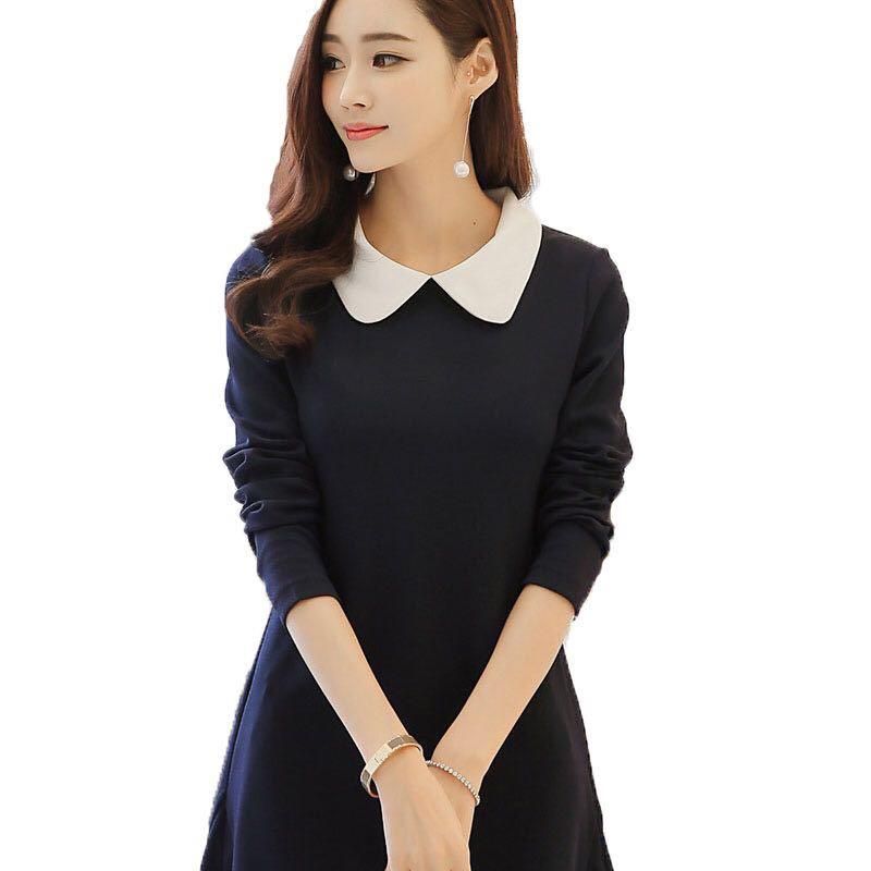 black peter pan collar dress long sleeve