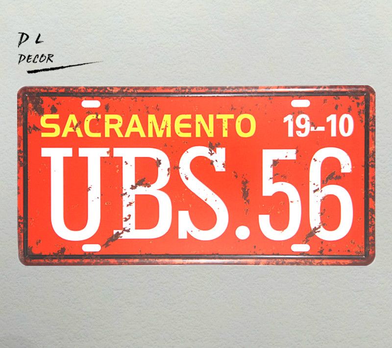 2019 Dl Sacramento Ubs 56 License Plate Art Painting Retro Metal