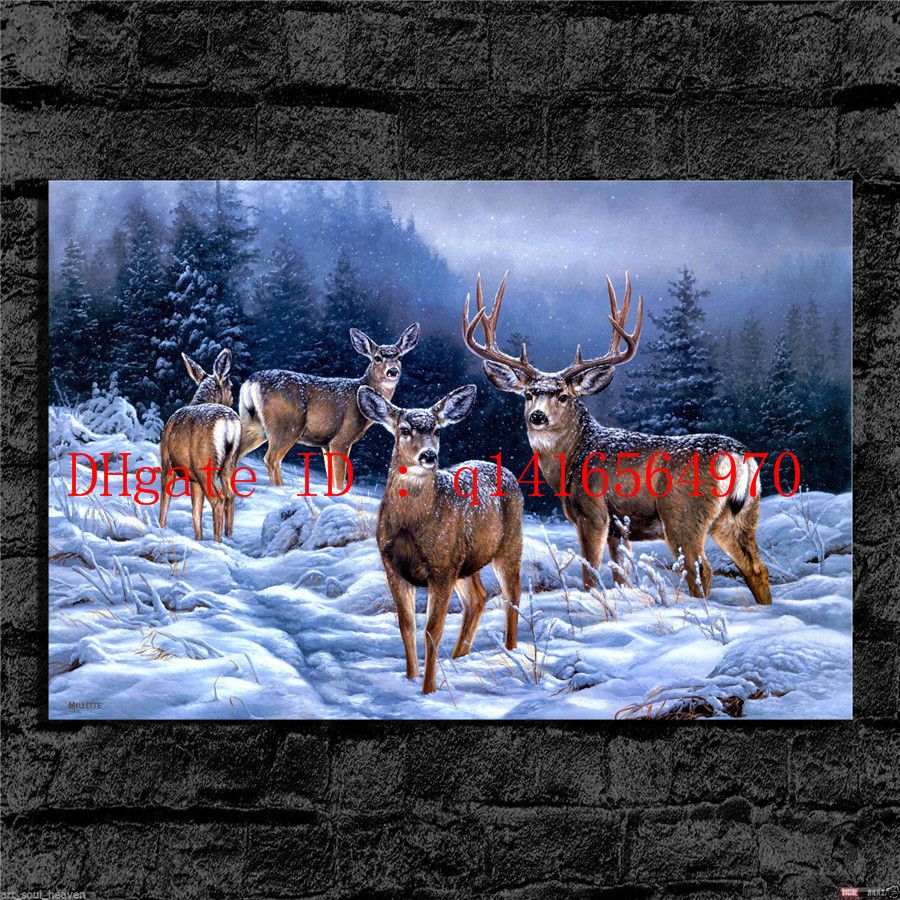 2020 The Deer The Snow Canvas Prints Wall Art Oil Painting Home Decor 24x36 20x30 16x24 12x18 Unframed Framed From Q1416564970 10 2 Dhgate Com