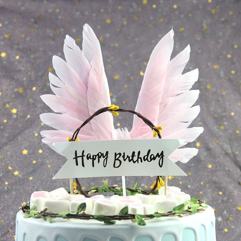 Acheter Pas Cher Elegant Blanc Ange Plume Aile Gateau Topper Filles Fete Danniversaire De Mariage Parti Gateau Decor Fournitures Noir Rose Rouge Bleu Du 15 92 Fr Dhgate