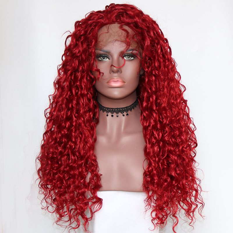 Pure Red Color Lace Front Human Hair Wigs Curly 9A Virgin Brazilian ...