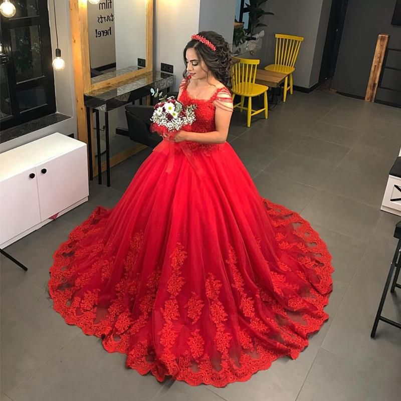 beautiful red ball gowns
