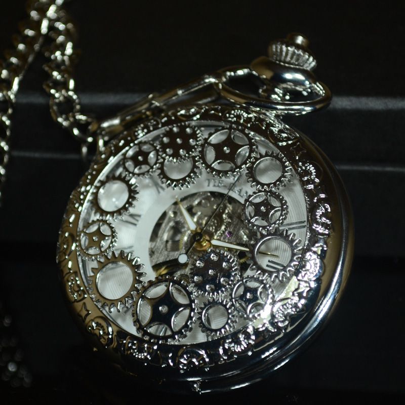 Skeleton Mechanical Pocket Watch Men Steampunk Luxury Fashion