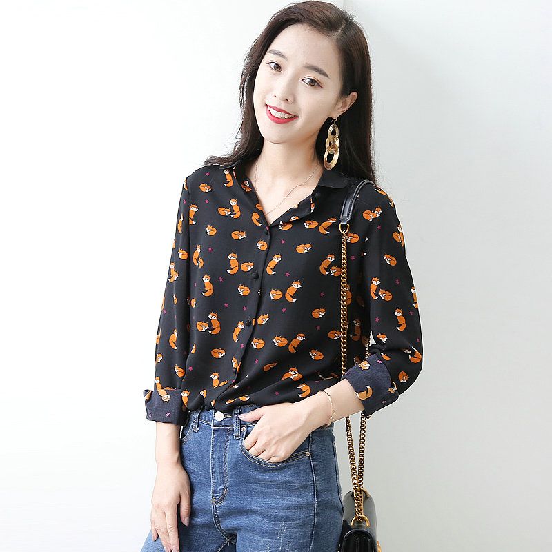 Compra Nueva Llegada Moda Mujer Fox Impreso Blusa Camisa Moda Manga Larga  Cuello Cuadrado Blusa Office Lady Mujeres Tops CXM427 Barato | Entrega  Rápida Y Calidad | Es.Dhgate