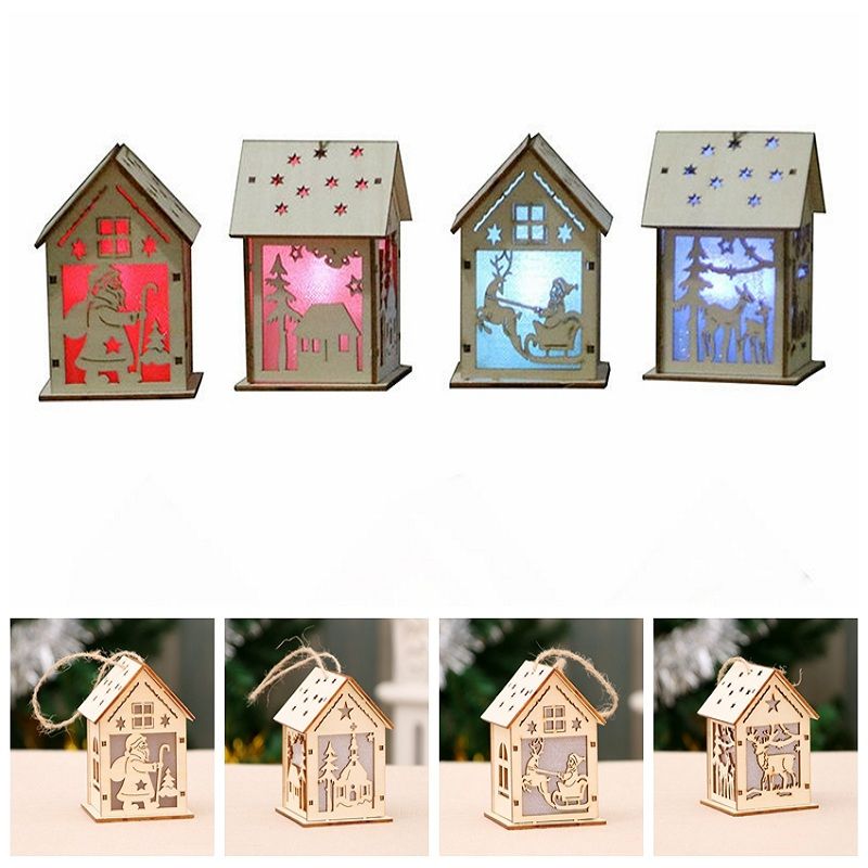 Light Up Wooden Christmas Decorations Elk Sled Ornaments Christmas ...