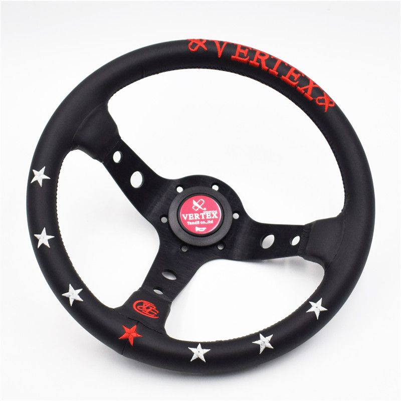 330mm/13inch Vertex Genuine Leather Deep Dish Modified Steering Wheel