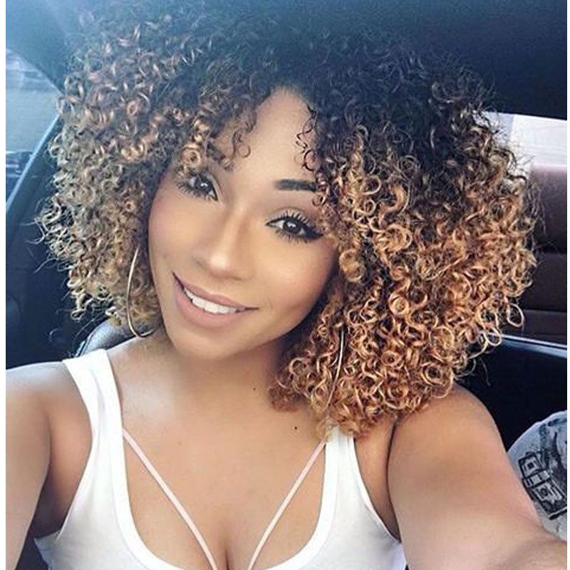 Amir Short Afro Kinky Curly Synthetic Wigs For Black Women Ombre