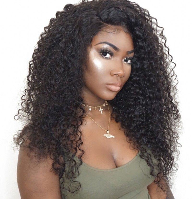 Lace Front Human Hair Wigs African American Kinky Curly Hair Full