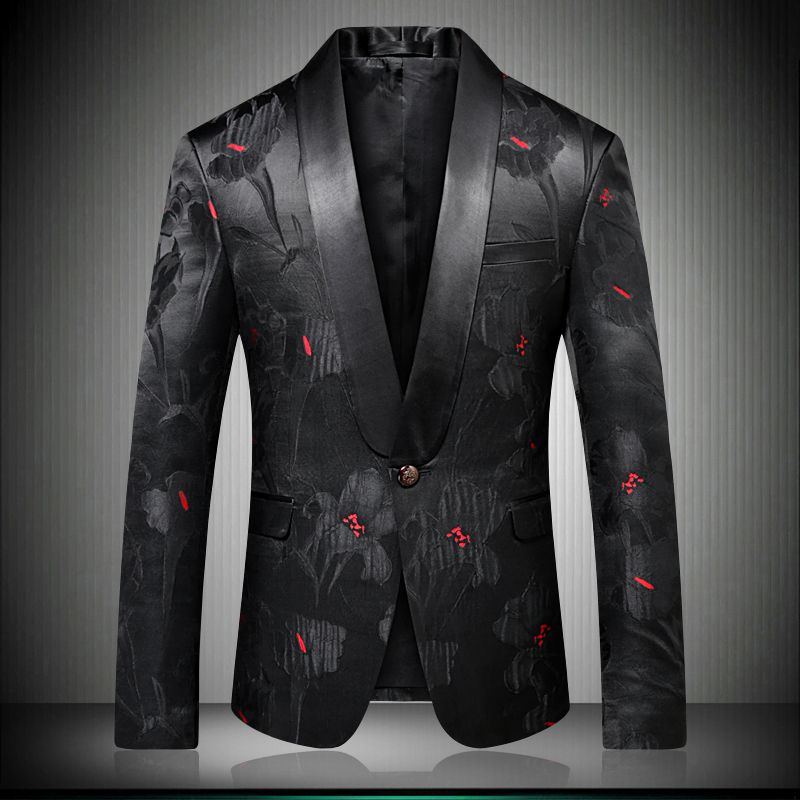 2020 Men Stylish Floral Blazers Designer Brand Slim Fit 2018 Autumn