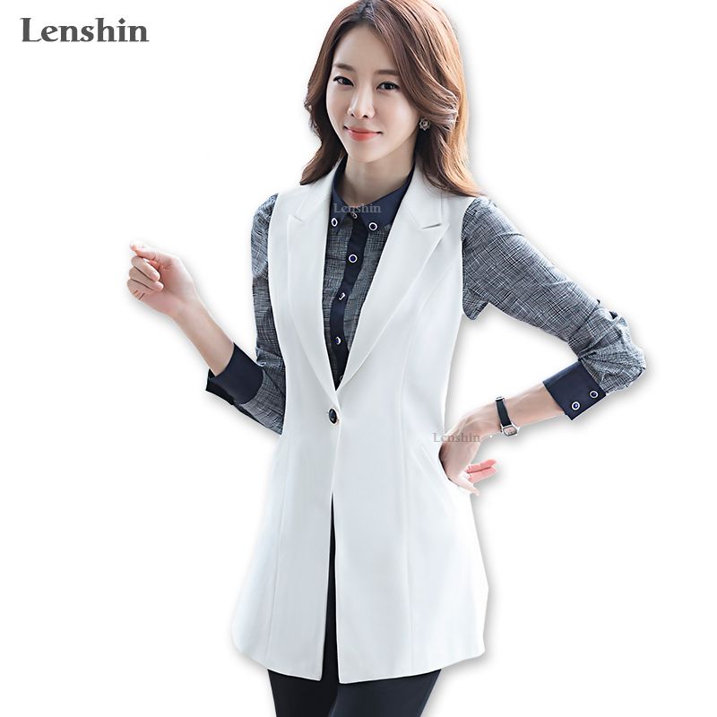 Compra Lenshin Blanco Chaleco Largo Doble Bolsillo Top Formal Chaleco  Oficina Señora Uniforme Mujer Mujeres Business Coat Ropa De Trabajo Sin  Mangas Barato | Entrega Rápida Y Calidad | Es.Dhgate