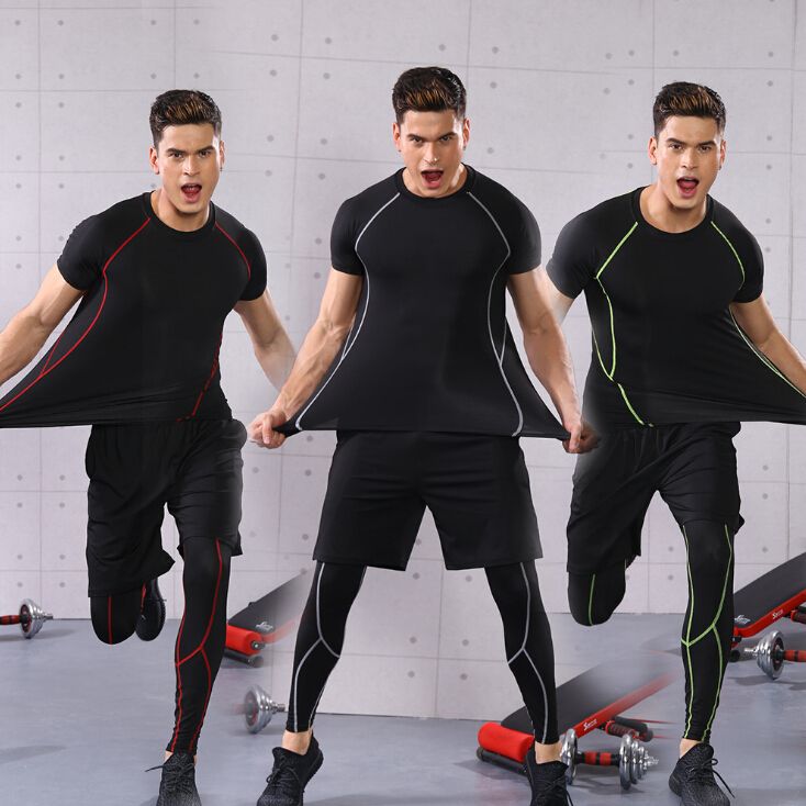 Ropa de fitness hombres ropa deportiva corriendo ropa deportiva medias de secado rápido gimnasio corriendo