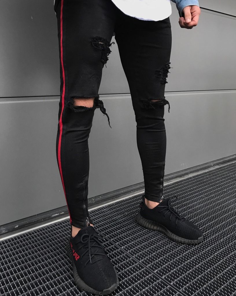 red stripe jeans mens