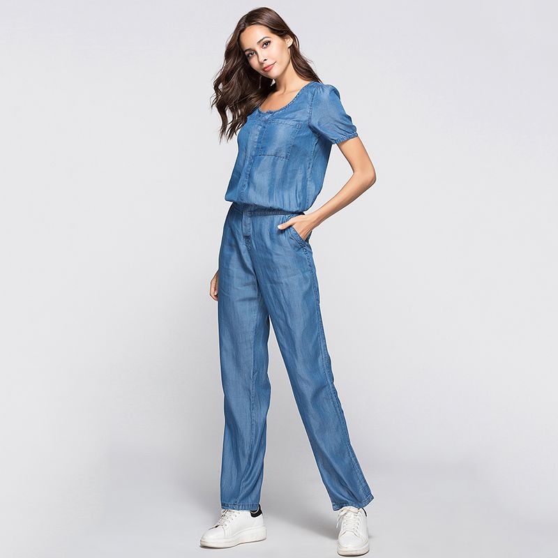 women's denim rompers and jumpsuits