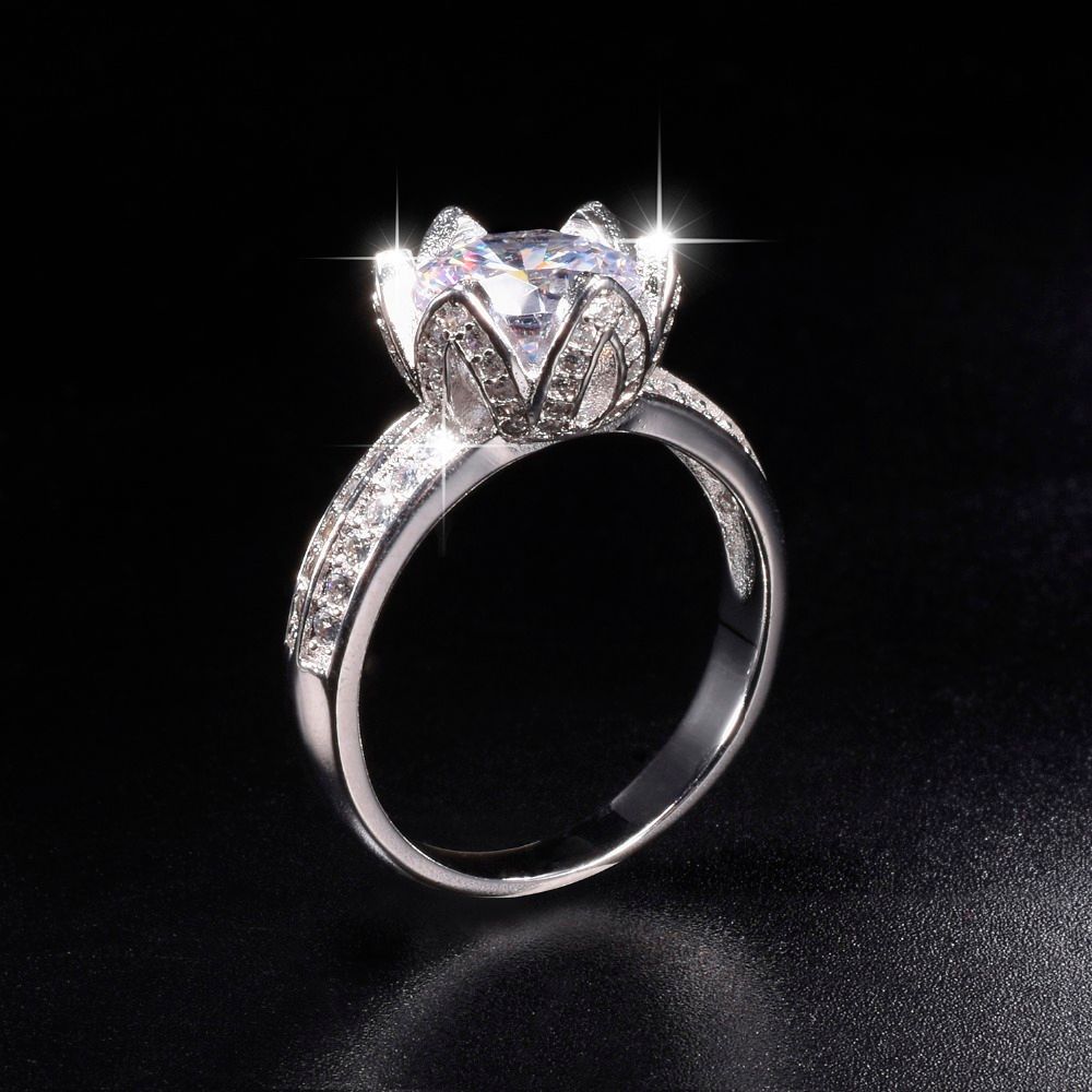Compra ¡¡¡Promoción!!! 8 $ Real Solid 100% 925 Anillos De Flor De Loto De  Plata Joyas De Boda Para Mujeres 2ct Anillo De Compromiso De Diamante  Simulado Y1892704 Barato | Entrega Rápida Y Calidad | Es.Dhgate