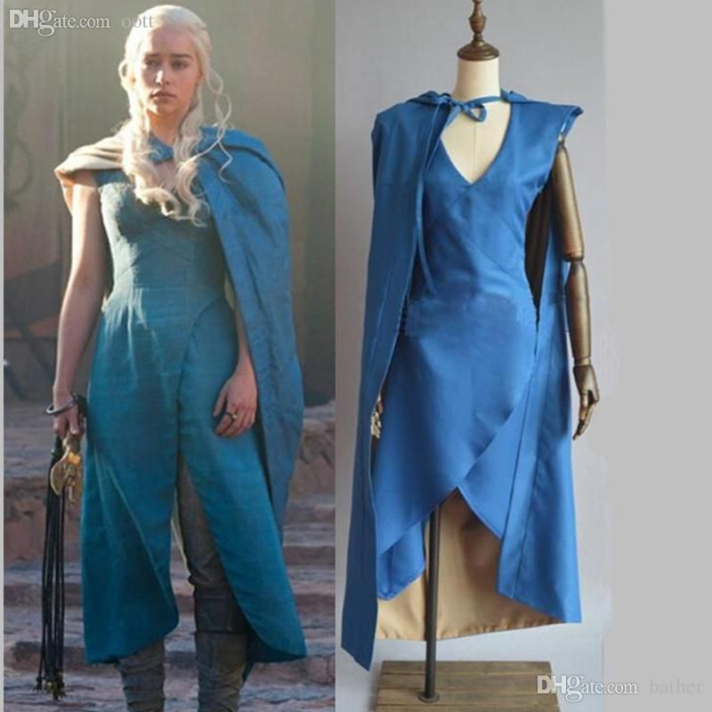 Wholesale Film Game Of Thrones Daenerys Targaryen Cosplay Costume Blue Dress Cloak A Song Of Ice And Fire Movie Cosplay Costume From Namany 48 44 Dhgate Com