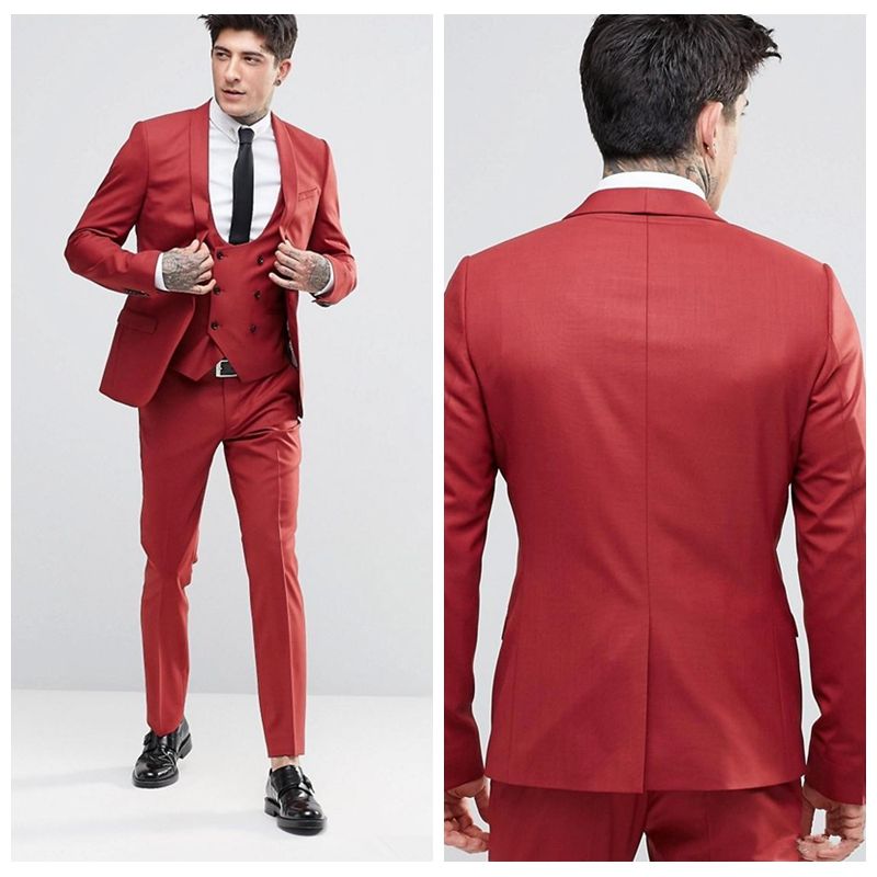 2018 Vintage Damat Kirmizi Smokin Sal Yaka Bir Dugme Uc Cepler Damat Takim Elbise Son Derece Serin Iyi Adam Suits Ceket Pantolon Yelek Elegantdresses Magazasindan Tl502 04 Dhgate Com