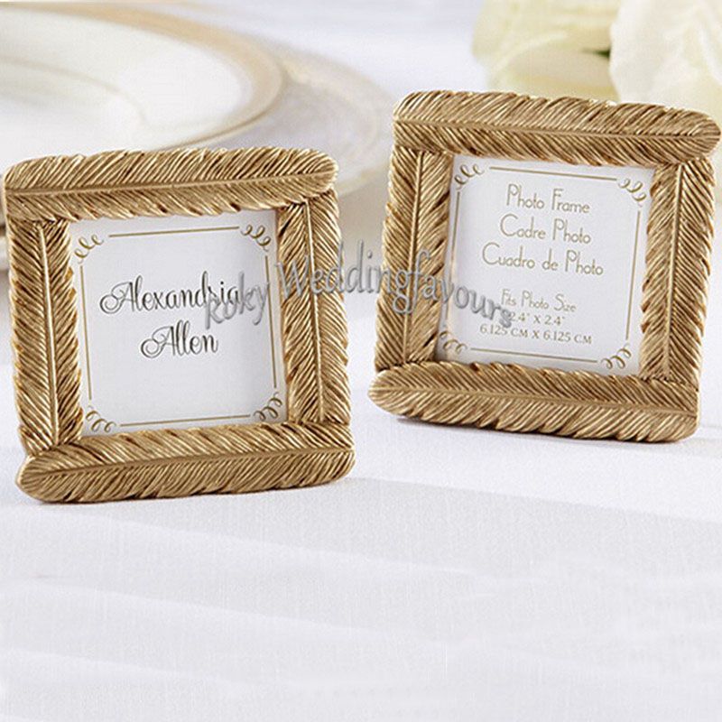 Free Shipment Gold Resin Feather Mini Photo Frame Place Card