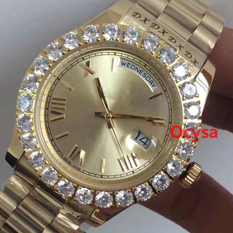 Acquistare Orologio Da Uomo Di Lusso In Oro Giallo Con Diamanti Di Grandi  Dimensioni Giorno Data Orologio Da Polso Automatico 2813 Da Uomo Daffari  Red Reloj Orologi Orologi Da Uomo Di Lusso