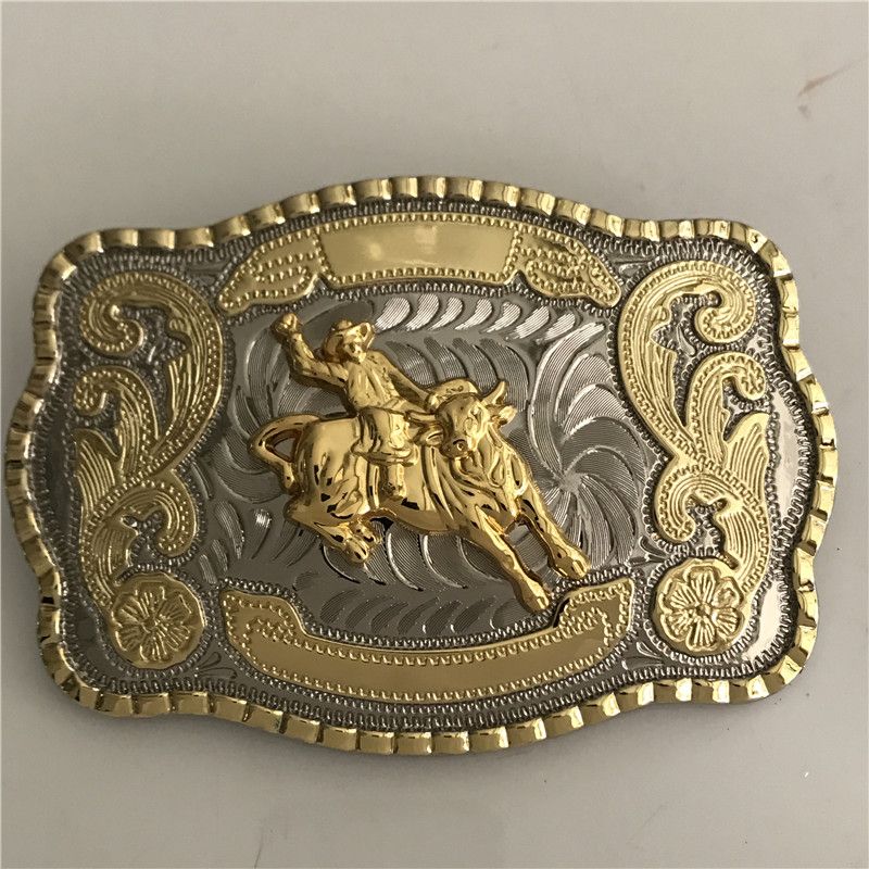 Gold Ride Bull Cowboy Cinturón Hebilla para hombres Cinturon Cinturón Fit 4