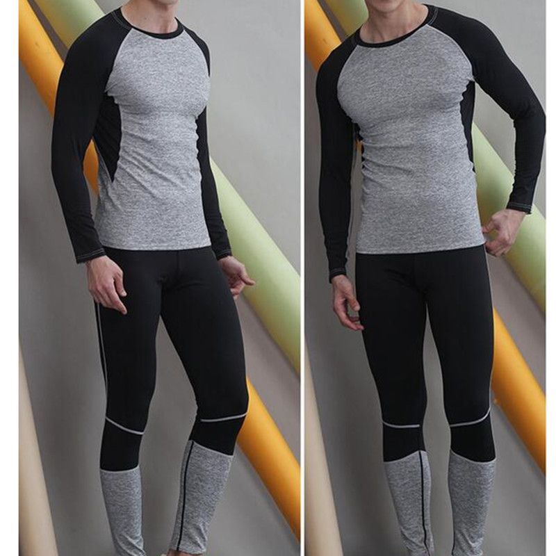 Winter Men Thermal Underwear Sets Fleece Warm Long Breathable Thermo Underwear Quick Dry Top and Pant Suit Tight