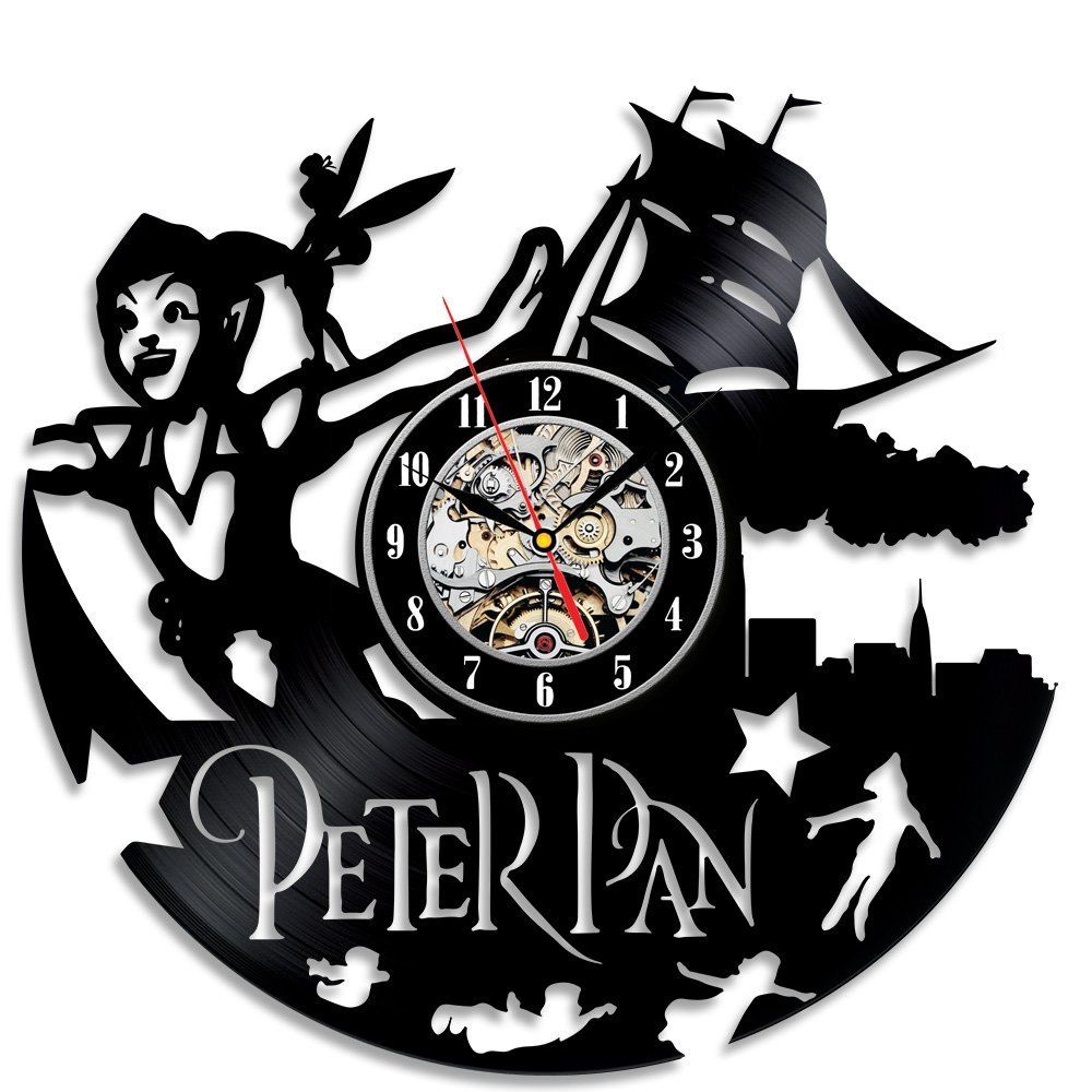 Neverland Peter Pan Creative Vinyl Record Wall Clock Decoration