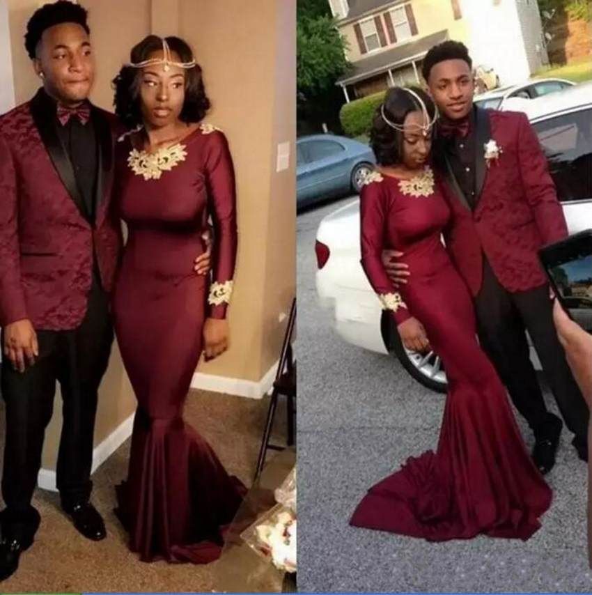 wine and gold prom dresses