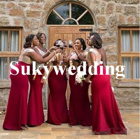 burgundy and black bridesmaid dresses