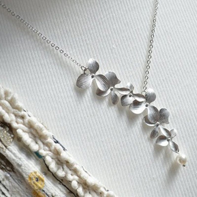 Nuevo Collar de Oro Flor de Orquídea de Oro Collar Boho Joyería La