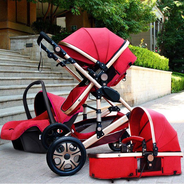 luxury baby stroller 3 in 1 high landscape pram foldable pushchair & car seat