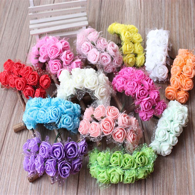 Acheter 2 Cm Mini Mousse Rose Bouquet De Fleurs Artificielles Rose Multicolore De Mariage Décoration De Fleurs Scrapbooking Faux Rose Fleur De 1006