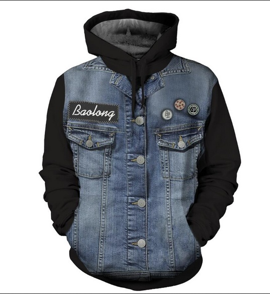 denim jacket with sweatshirt sleeves