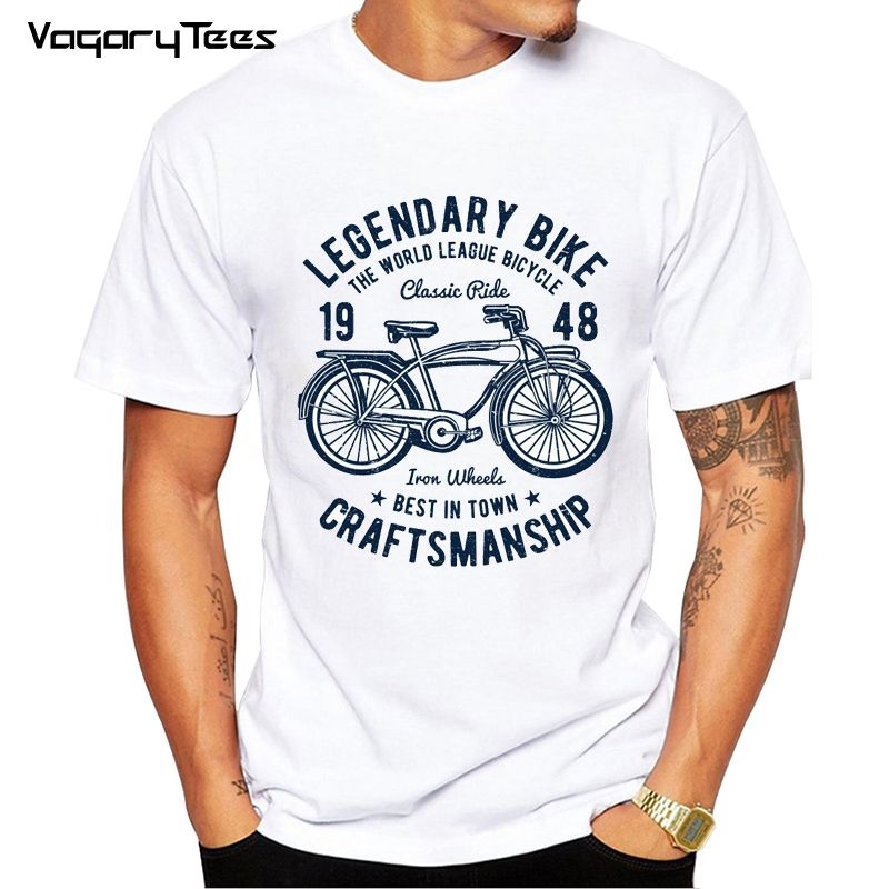 Fashion Men T Shirts Bicycle Print 
