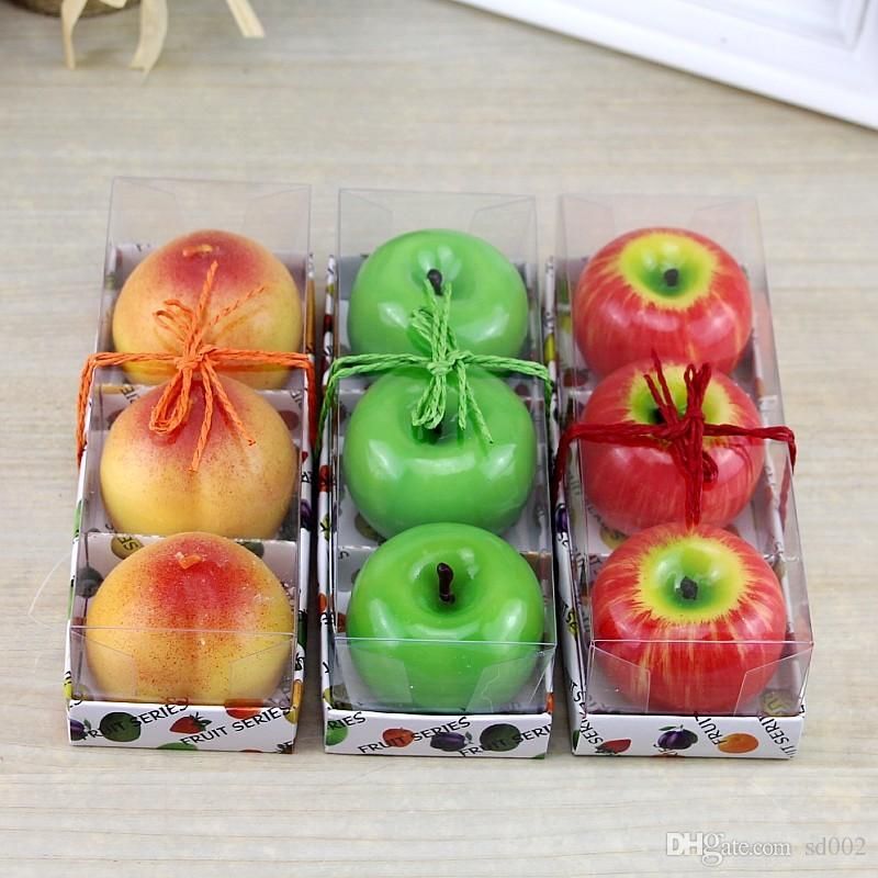 Artificial Fruit Scented Candles Orange Lemon Peaches Apple Shape