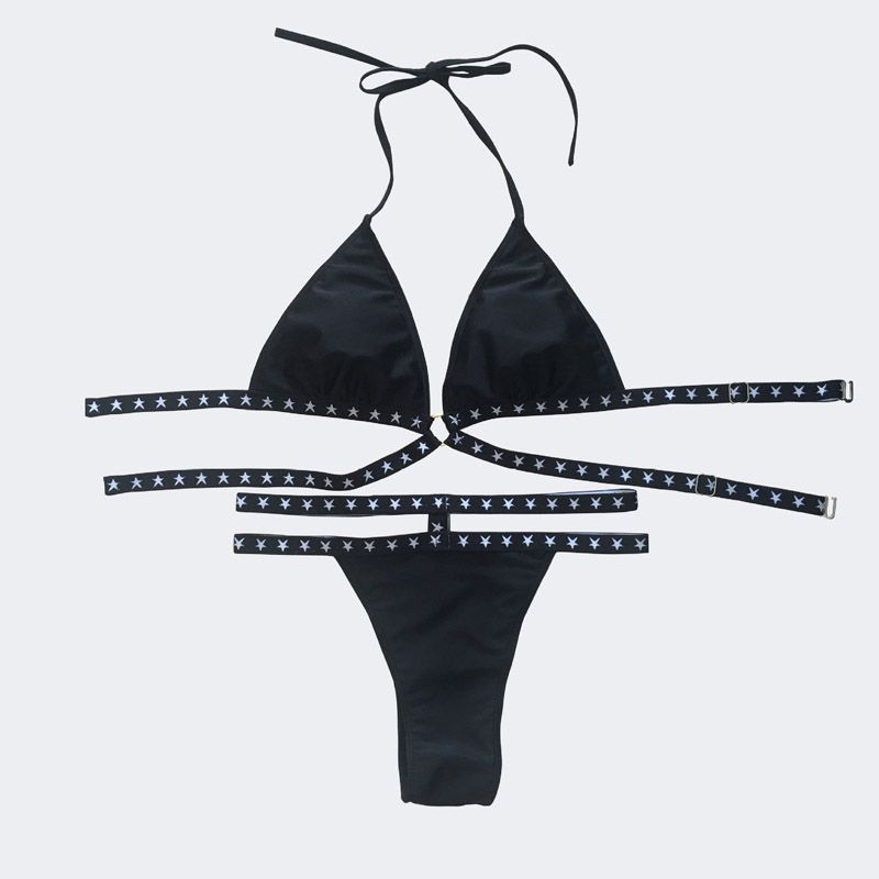 black and white star bathing suit