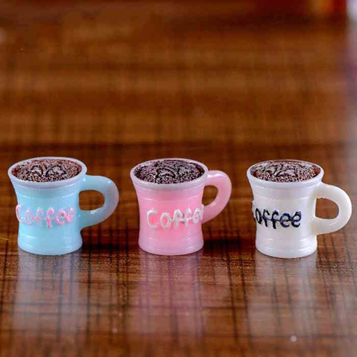 Dollhouse Miniatures Ceramic Coffee Tea Cup Set Mini Orange Beverage Supply Lot