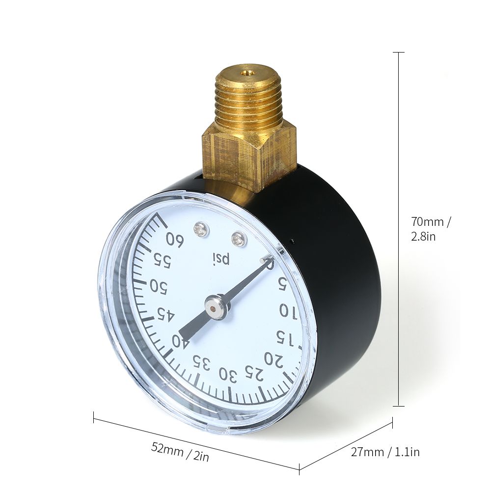 spa y acuario. Medidor de presión UHARBOUR de 60 psi esfera de 2 pulgadas con funda de protección y montaje inferior central de 1/4 pulgadas BSPT filtro limpio para filtro de piscina 