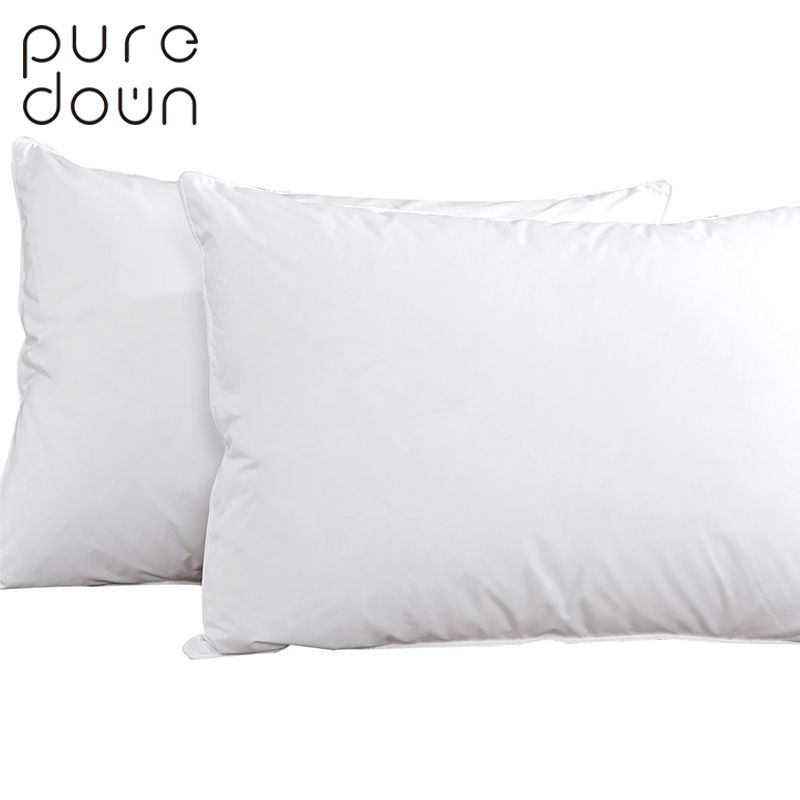 Puredown Duck Down Bedding Pillow Set White Cotton Cover Soft