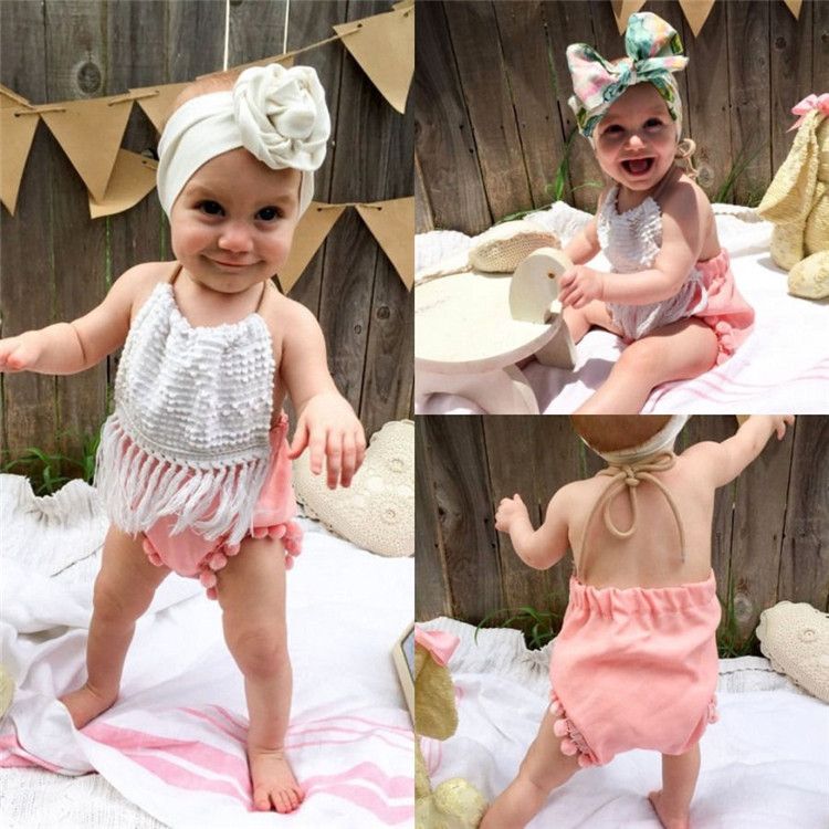 Newborn Baby Boy Girl Tassels Summer Romper Bodysuit Playsuit Clothes Outfit Set