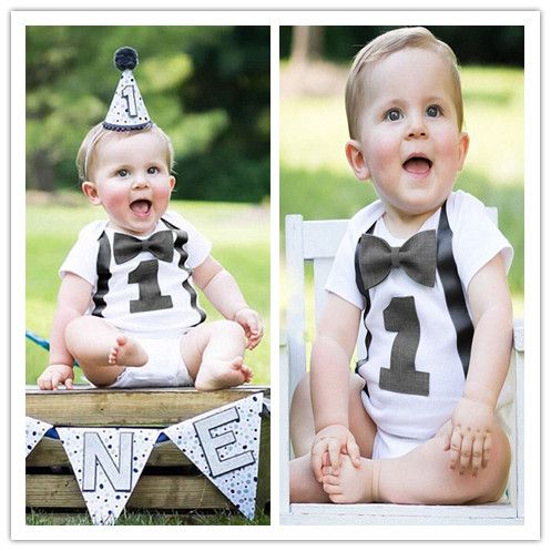 Acheter Pas Cher Bebe Garcon 1er Anniversaire Barboteuse Enfants Garcons Dete Vetements Infant Combinaisons Pour 1 Ans Petit Bebe Blanc Gentleman Garcons Casual Barboteuses 12 M Du 10 04 Fr Dhgate