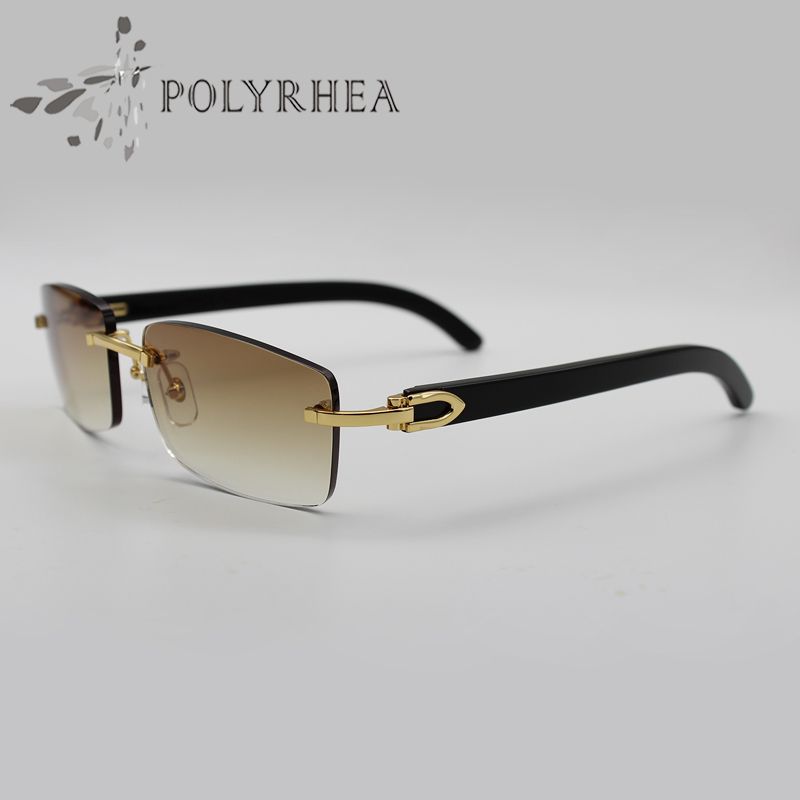 Vintage Rectangle Black Buffalo Horn Sunglasses Luxury And Retro Sunglasses Rimless Real Buffalo Horn For Men Fishing Brand Designer Size: 56 18 140mm From Heleil, $94.74 | DHgate.Com