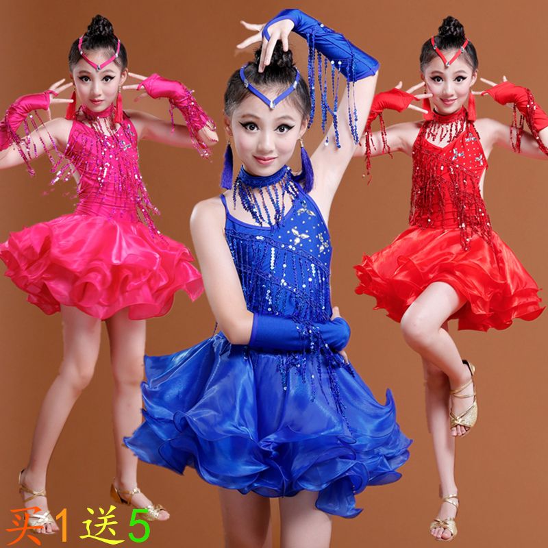 red fringe dance costume