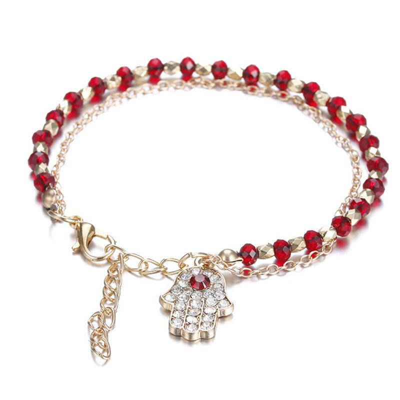 Pulsera de piedra cristal azul roja para Woen de piedra color Eye